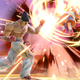 The shirtless Tekken character Kazuya punches Earthbound's Ness as a wave of energy explodes from his hand.